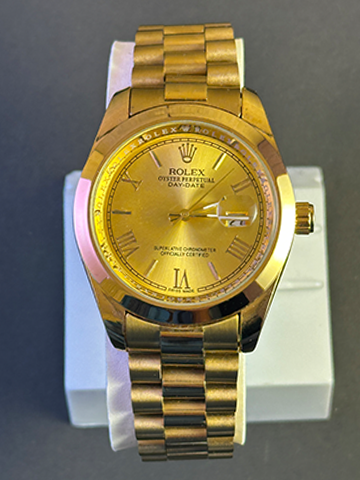 Rolex Roman Digit Golden Chain Golden Dial