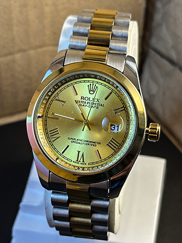 Rolex Roman Digit Two tone chain Golden Dial